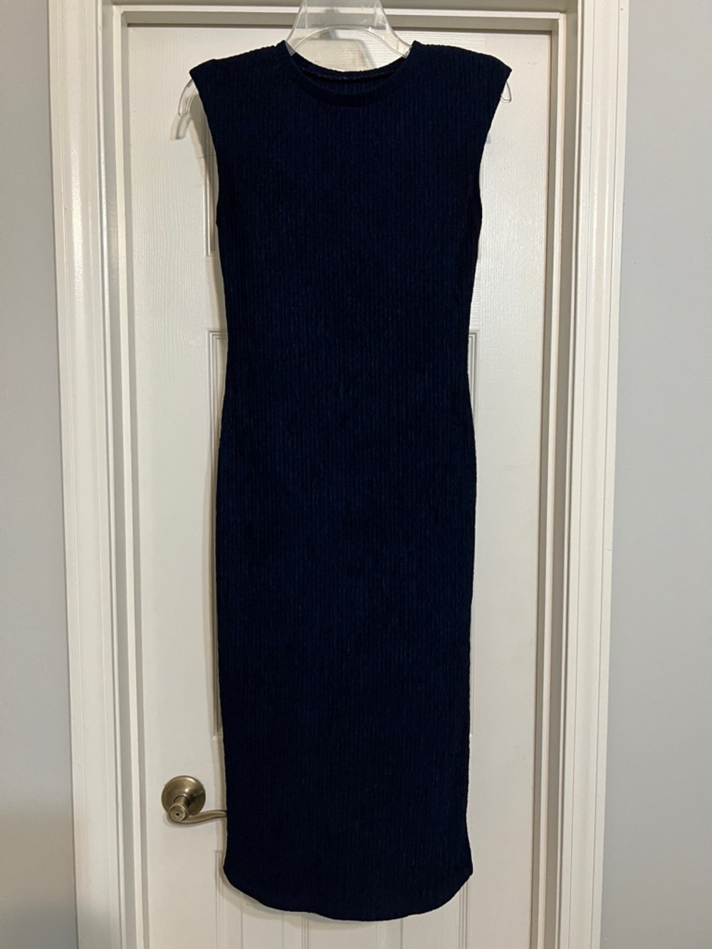 SHEIN Navy Sleeveless Ribbed Midi Dress